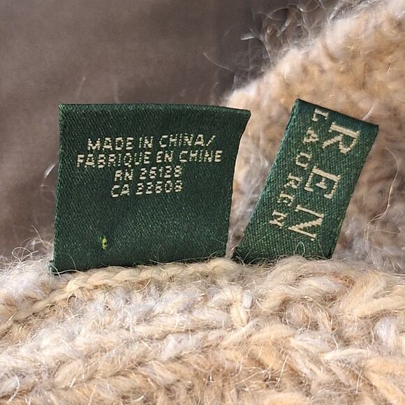 Lauren Ralph Lauren Beanie Women's Cream Grey Wool Mohair Outdoor Lightweight - Picture 5 of 5